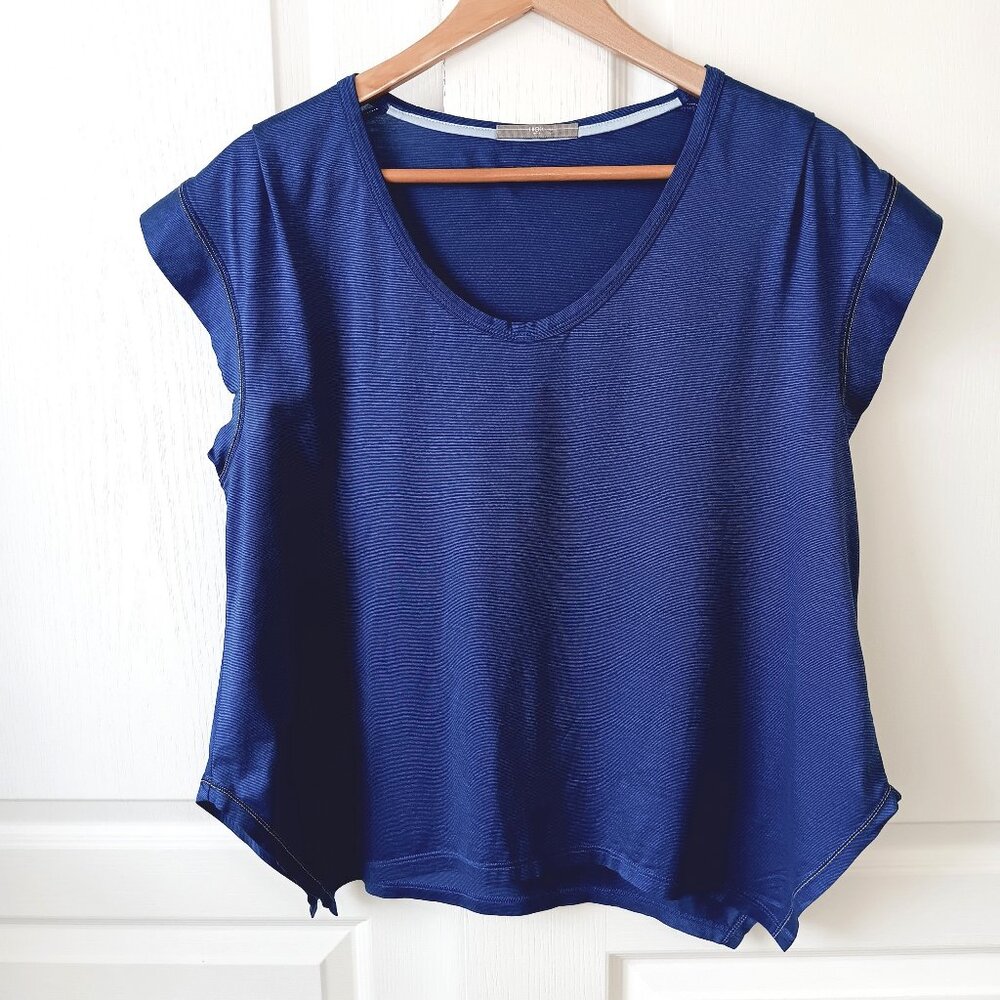 High Everyday Couture Women's Blue Cotton Short Sleeve Tee Size L